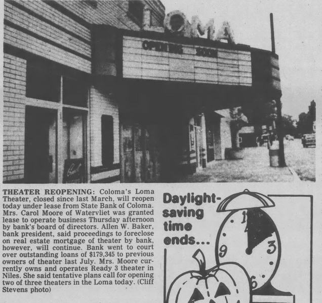 Loma Theatre - The Herald Palladium Fri Oct 28 1983 (newer photo)